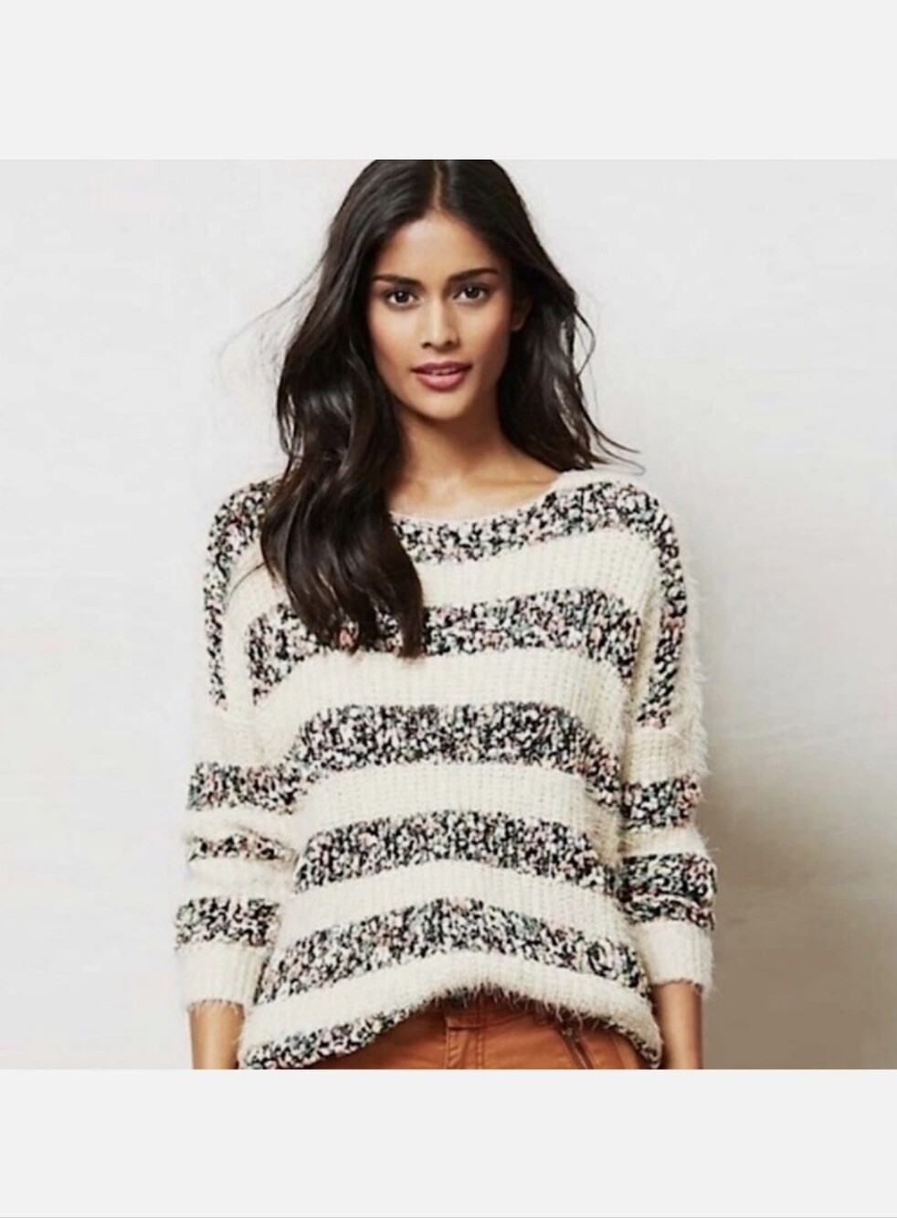 LA FEE VERTE anthropology Confetti Stripe Crewneck - Size Medium